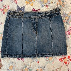 vintage ralph lauren double buckle denim mini skirt